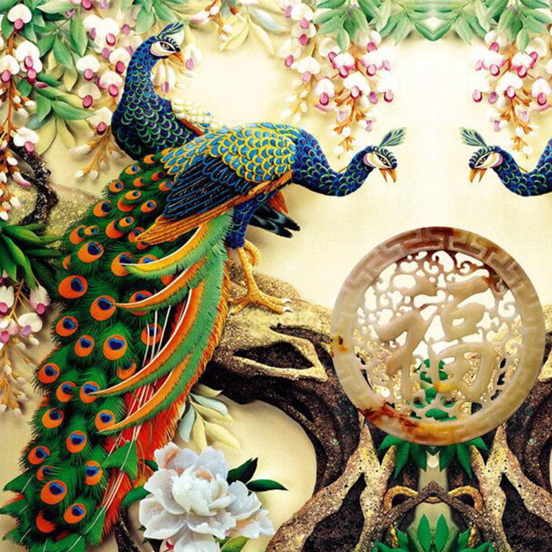 Peacock Flowers 3D Decor Wallpaper Peacock Flowers 3D Decor Wallpaper
